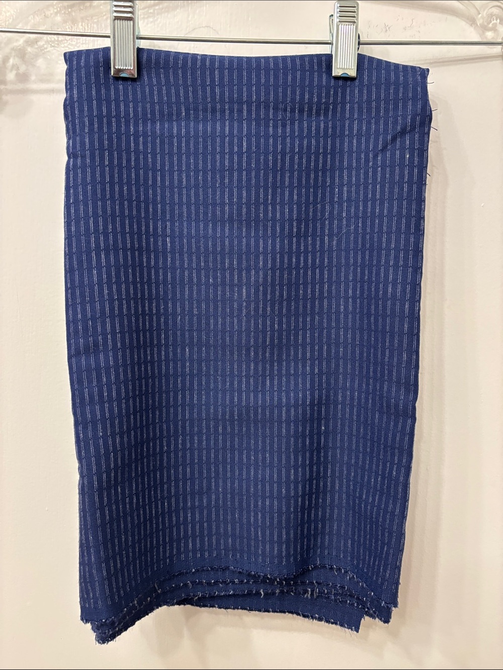 Vintage Navy Blue Pinstripe Wool Fabric - 60 x 40 inches